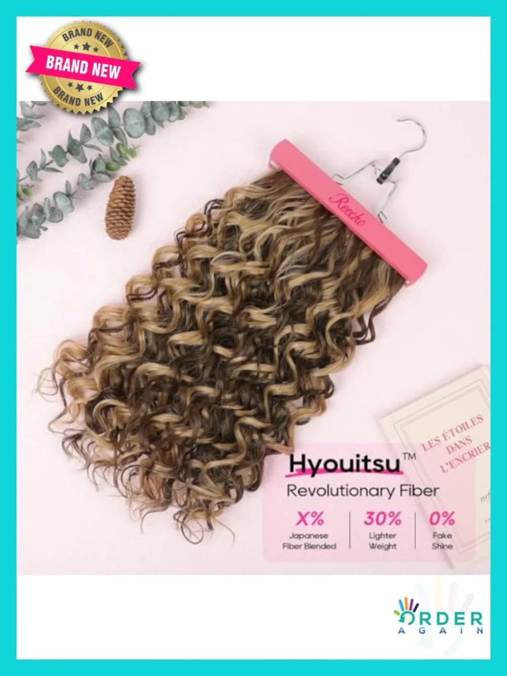 Clip In Curly Hair Extensions 20 Inch 4 Piece Vegan Fiber Lightweight Heat